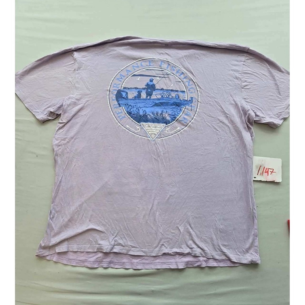 Columbia PFG Mens XXL Purple Performance Fishing Gear Graphic Tee Short Sleeve